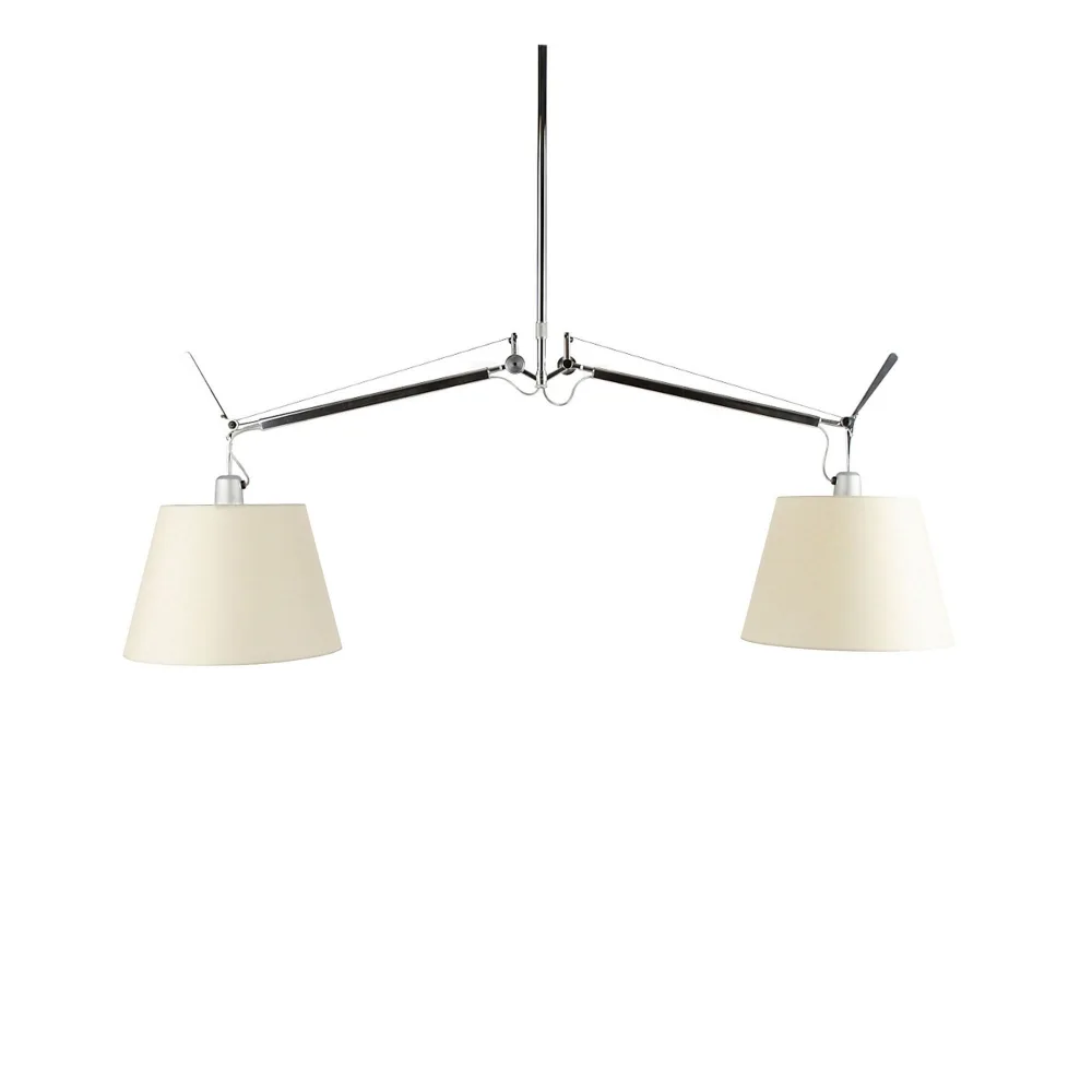 Artemide - Tolomeo Basculante 2 Bracci Pendellampa, Skärm i Pergamentpapper Ø 24 cm - Pendellampor - Giancarlo Fassina,Michele De Lucchi - Silver