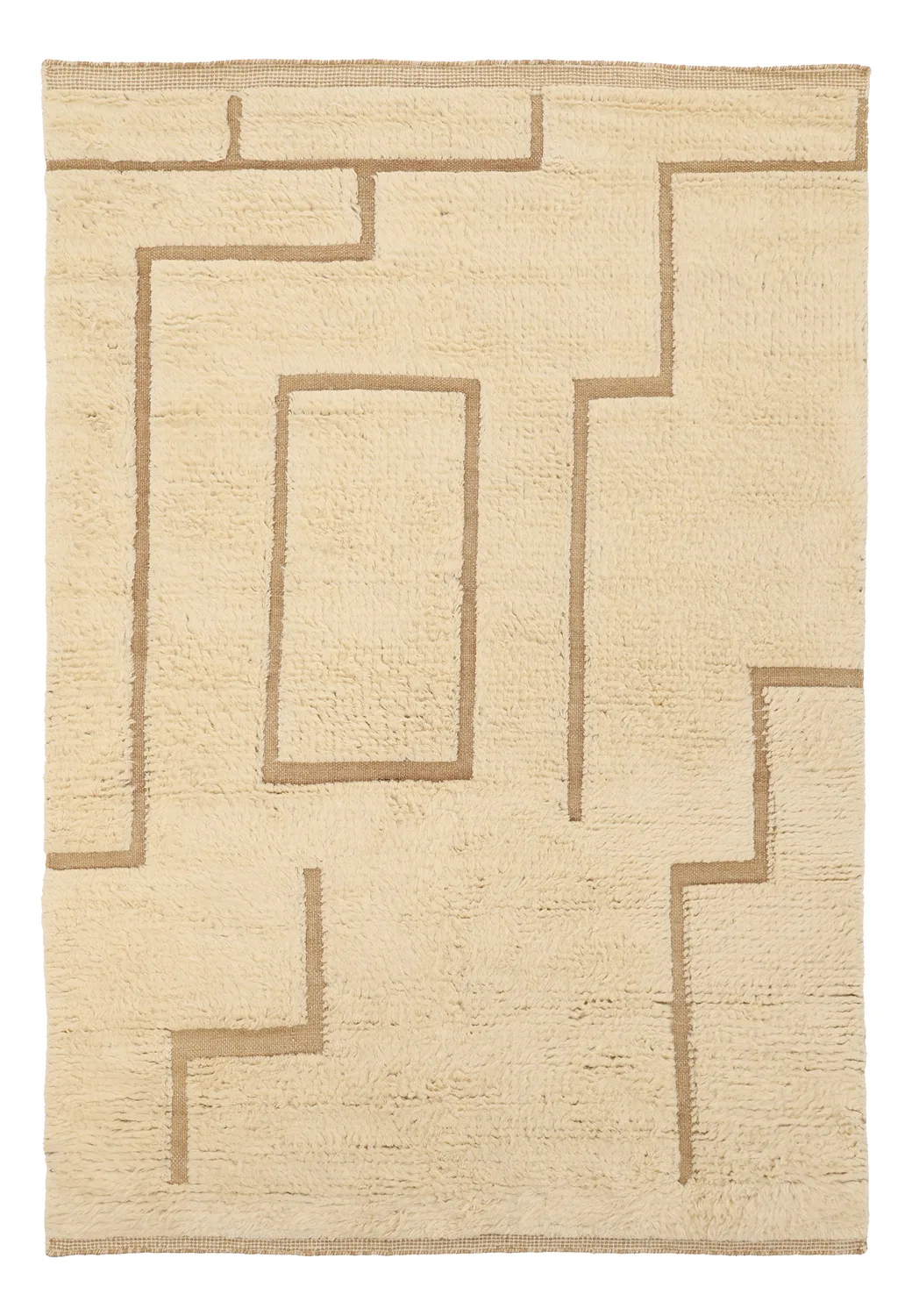 Ryetepper - Kiberg Hand Woven Wool Shaggy (krem) (Størrelse: 200 x 290 cm)