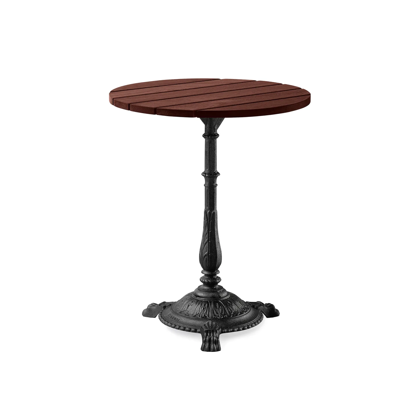 Byarums Bruk - Bord Classic Café Ø60cm 3-tass – Brunlaserad Furu/Svartlackerad Aluminium - Matbord utomhus - Svart - Metall/Trä