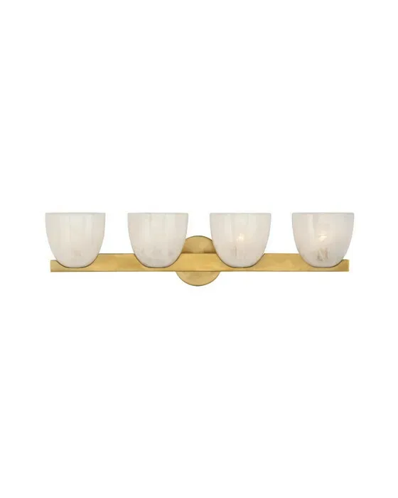 Carola 4-Light Bath Sconce Hand-Rubbed Antique Brass/White Glass