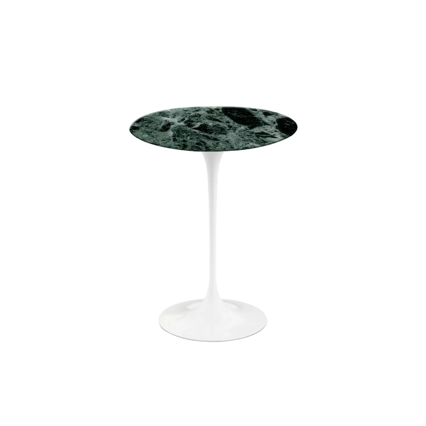Knoll - Saarinen Round Table - Småbord, Vitt underrede, skiva i matt grön Alpi marmor, Ø 41 - Sidobord - Eero Saarinen