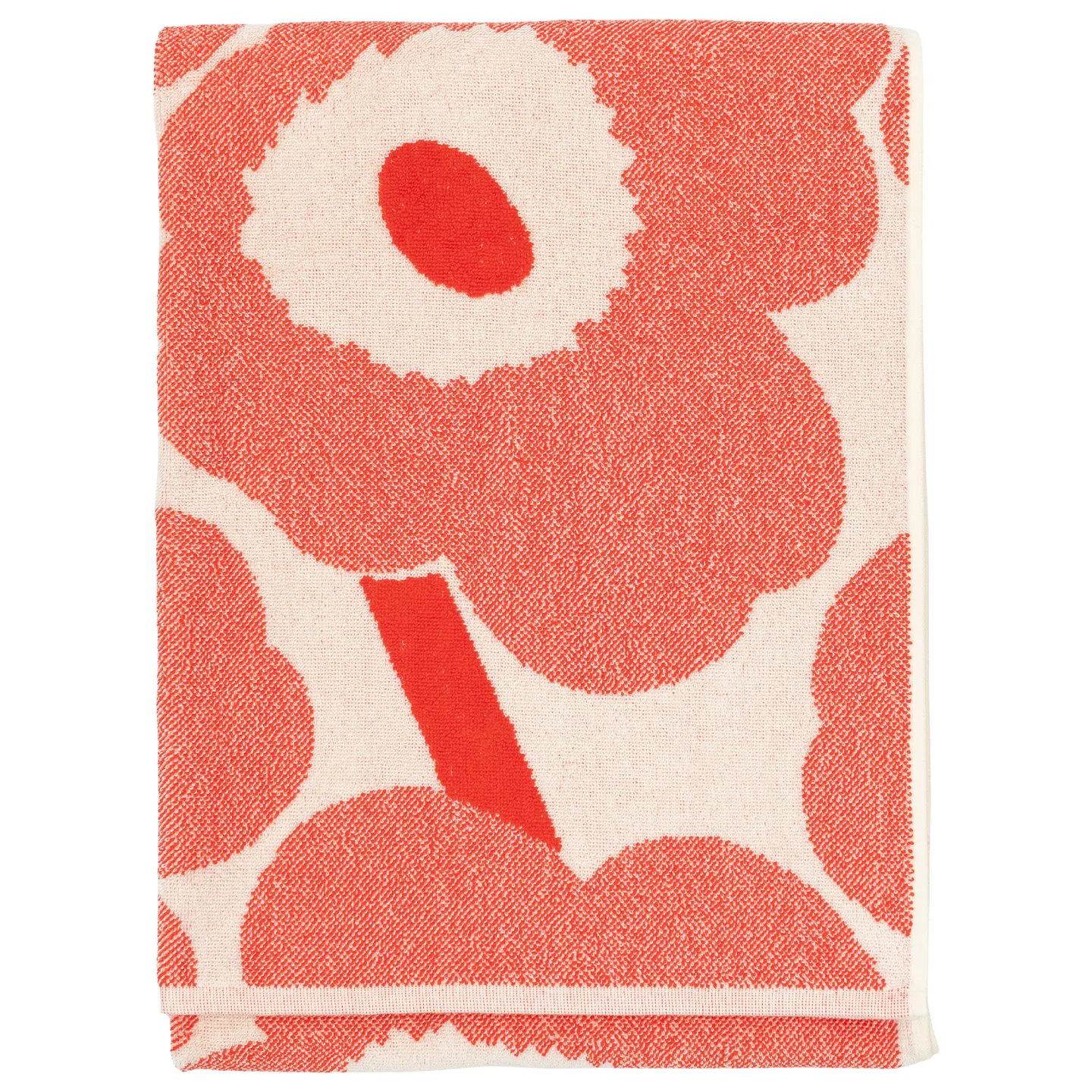 Marimekko - UNIKKO BATH TOWEL 70x150 CM, off white, orange red - Handdukar och badlakan