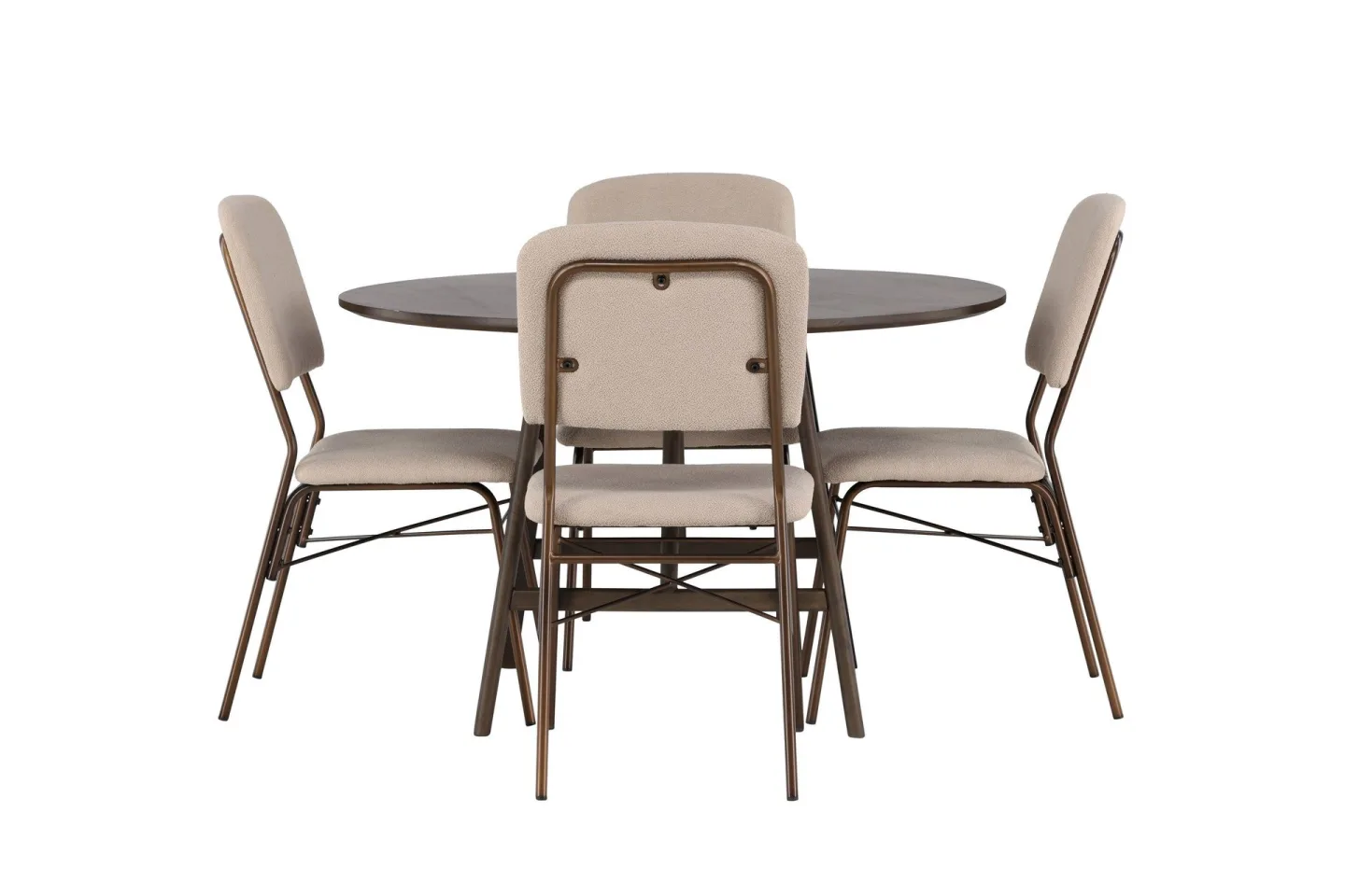Kaseidon Matgrupp 100 cm Rund med 4 Seda stolar - Beige