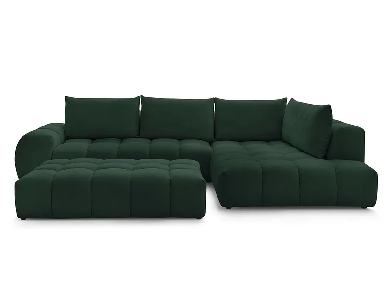 Ecksofa mit Hocker BOBOCHIC EVEREST Stoff mit Textur grün