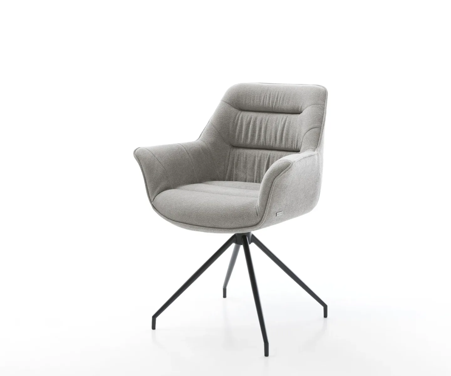 Esszimmerstuhl Kaira-Flex Strukturstoff Soft Grau Kreuzgestell konisch Schwarz