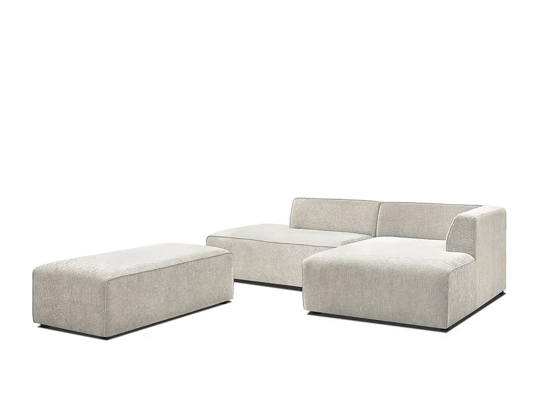 Sofa mit Hocker BOBOCHIC MEGEVE Stoff mit Textur beige