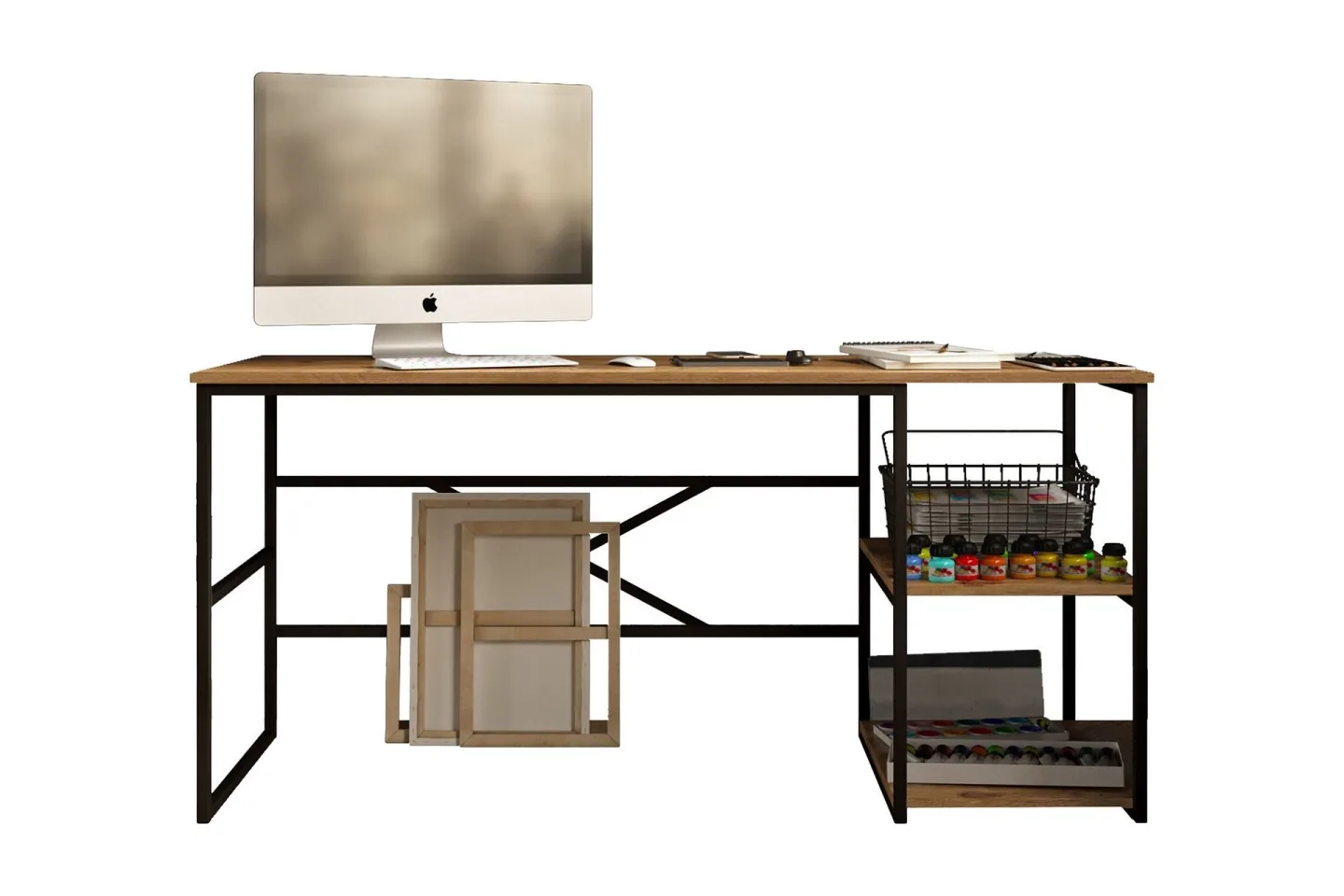 Parythe Skrivbord 160x75x160 cm med förvaring - Grön