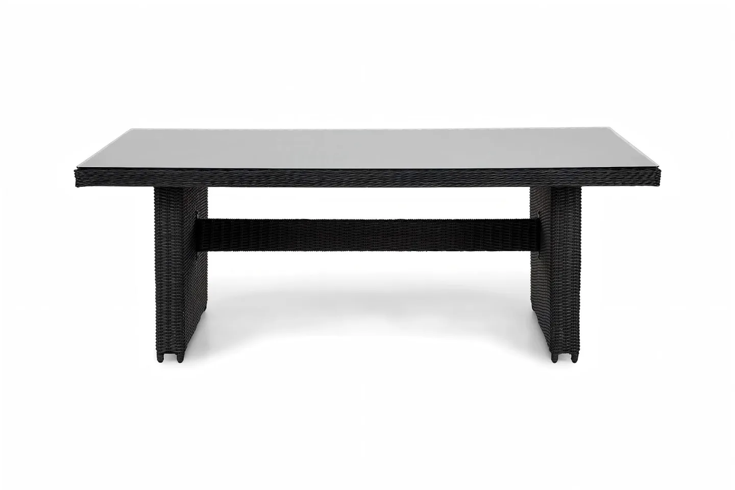 Marcus Rektangulärt Matbord utomhus 160x90 cm i konstrotting med glasskiva - Svart