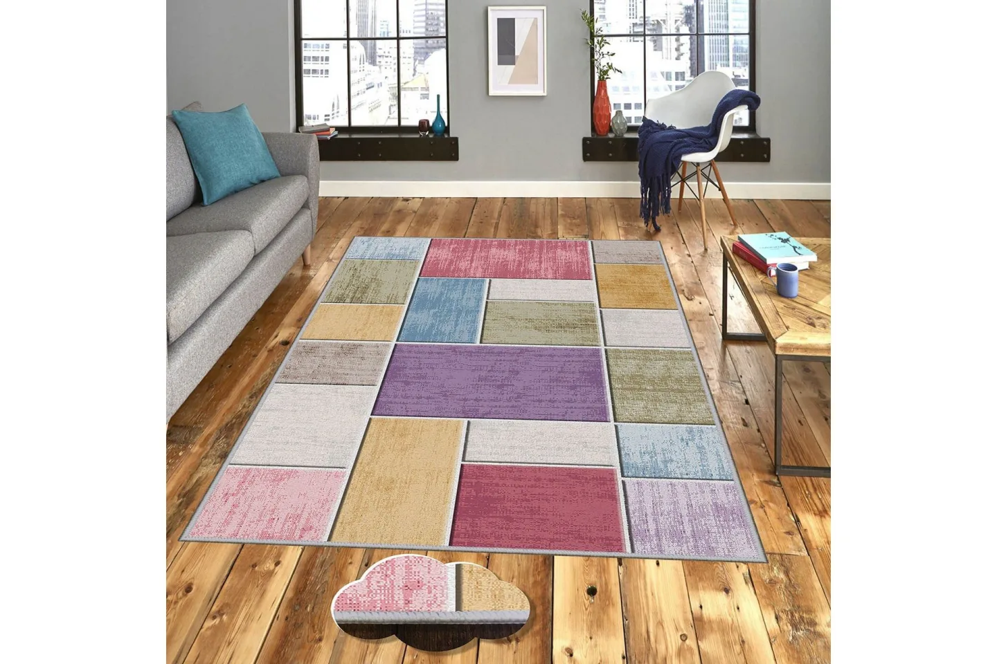 Homefesto Matta 140x220 cm - Multifärgad