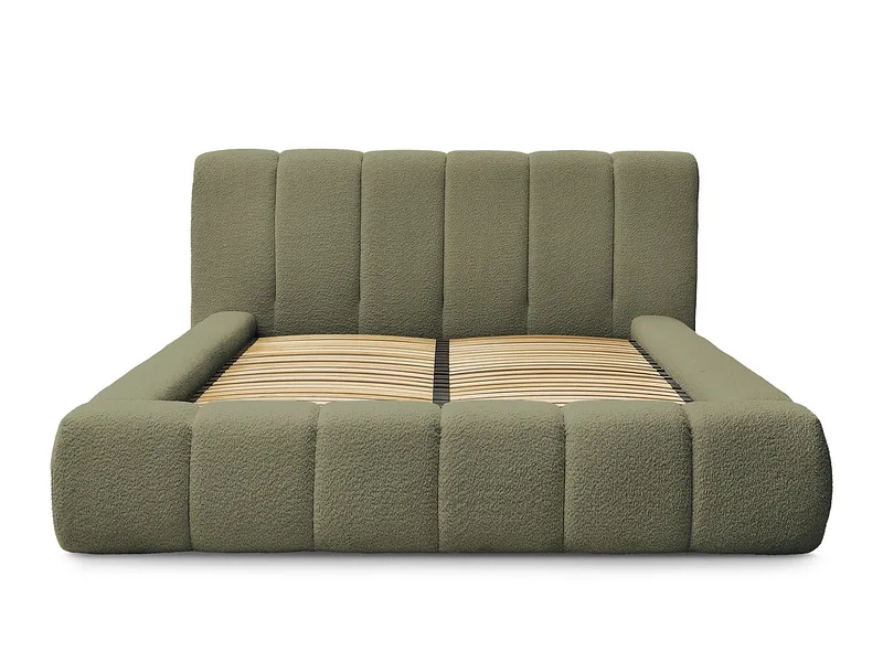 Kastenbett BOBOCHIC DENALI 160x200cm boucle-stoff grün