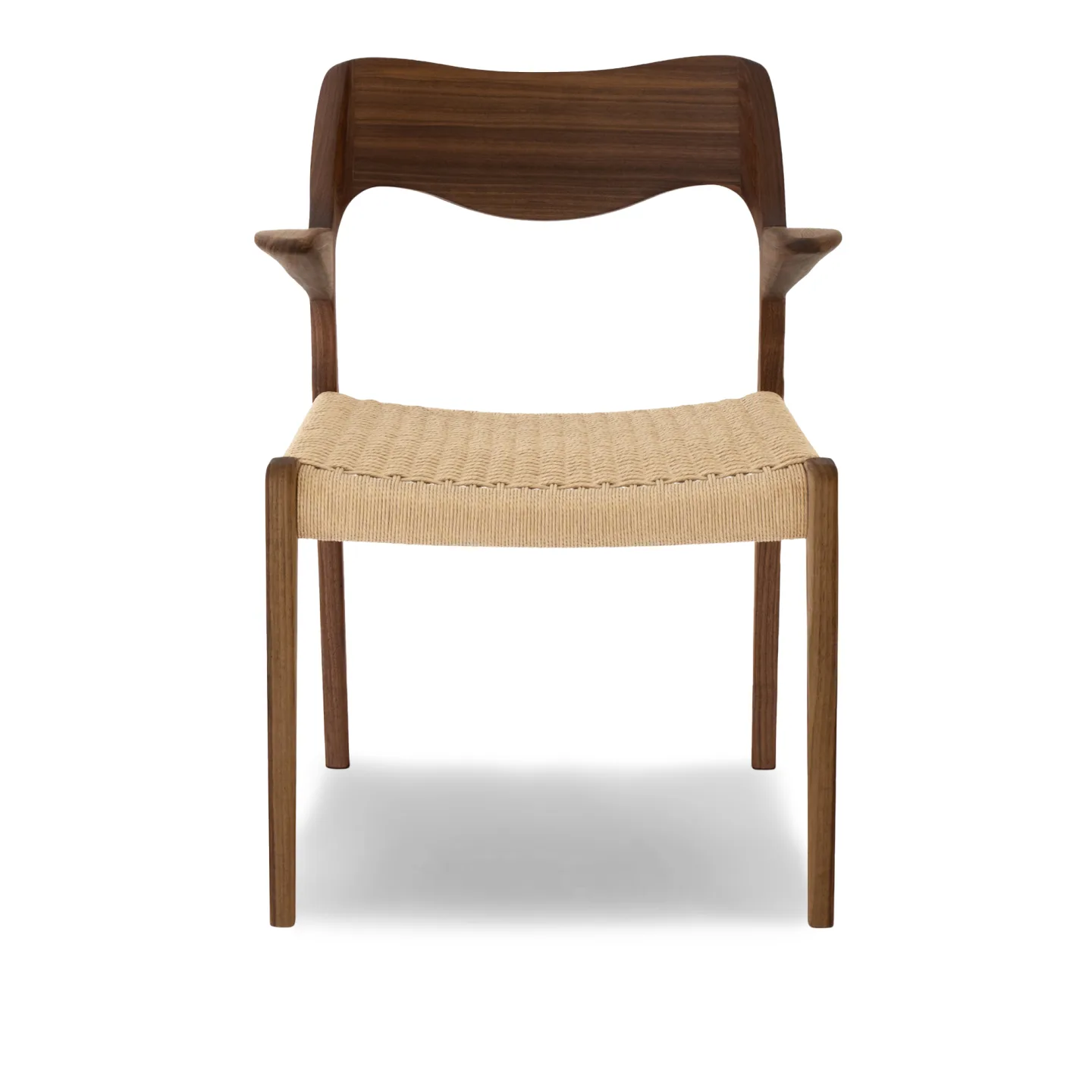 J.L. Møller - Model 55 armchair Walnut, Oil, Natural Rope - Matstolar - Niels Otto Møller - Beige - Papper/Trä