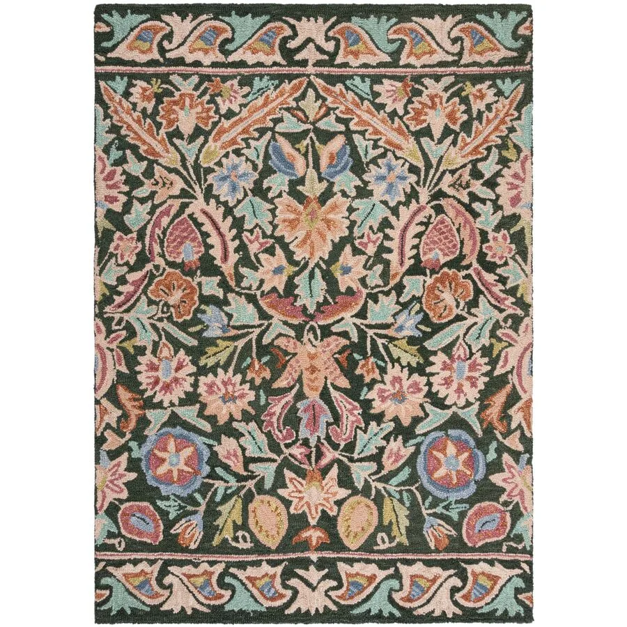 Teppich Alera GRÜN Blumenmuster 100% WOLLE 160 x 230 cm