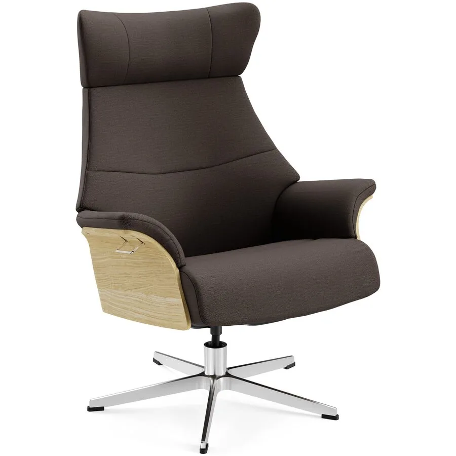 Conform Sessel Airness 43 coffee Stoff, Eiche, Aluminium B 81 T 163 H 101 cm - Möbel Konfigurator: Traummöbel individuell zusammenstellen