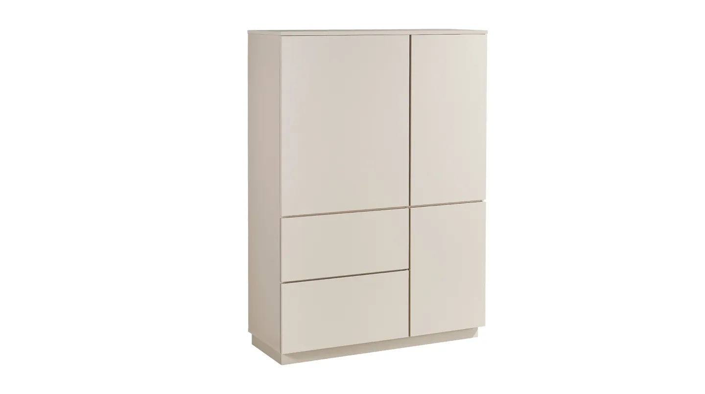 Highboard 3 Türen 2 Schubladen Beige-Kaschmir 103 cm - VINCE