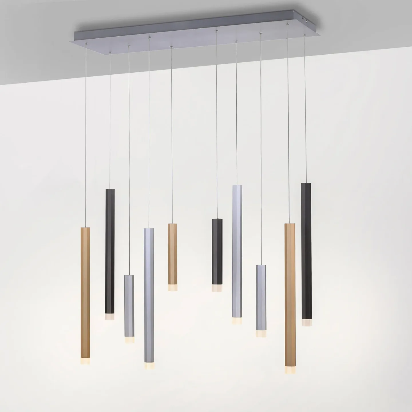 Gemin LED-Pendelleuchte, bunt, 10-flammig - PURE - Wohnzimmer - Modern - Metall - Mehrflammig