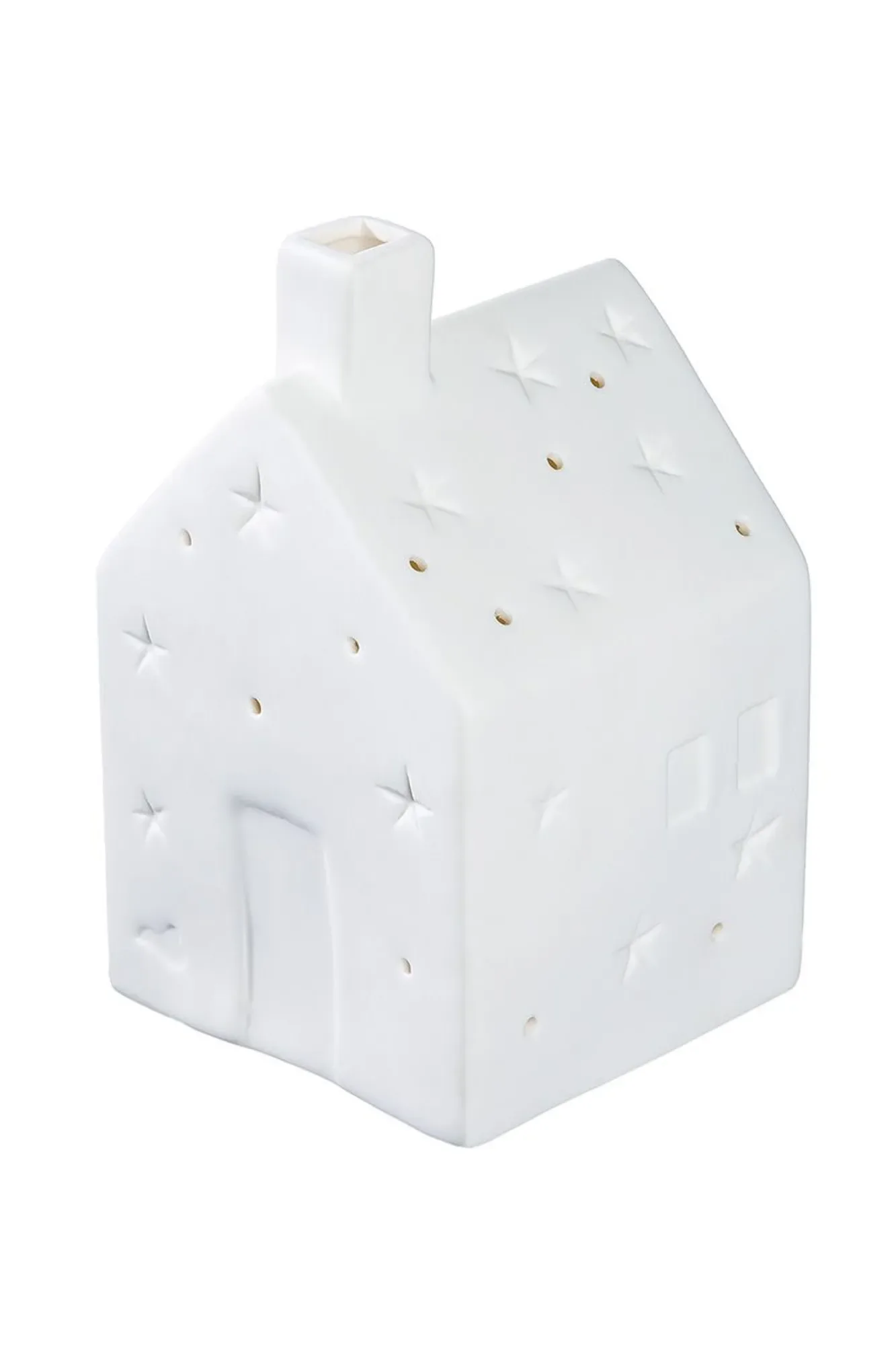 Gilde Windlicht mit LED Haus-Led, Cozy, Weiss H: 15 cm | Schubiger Möbel