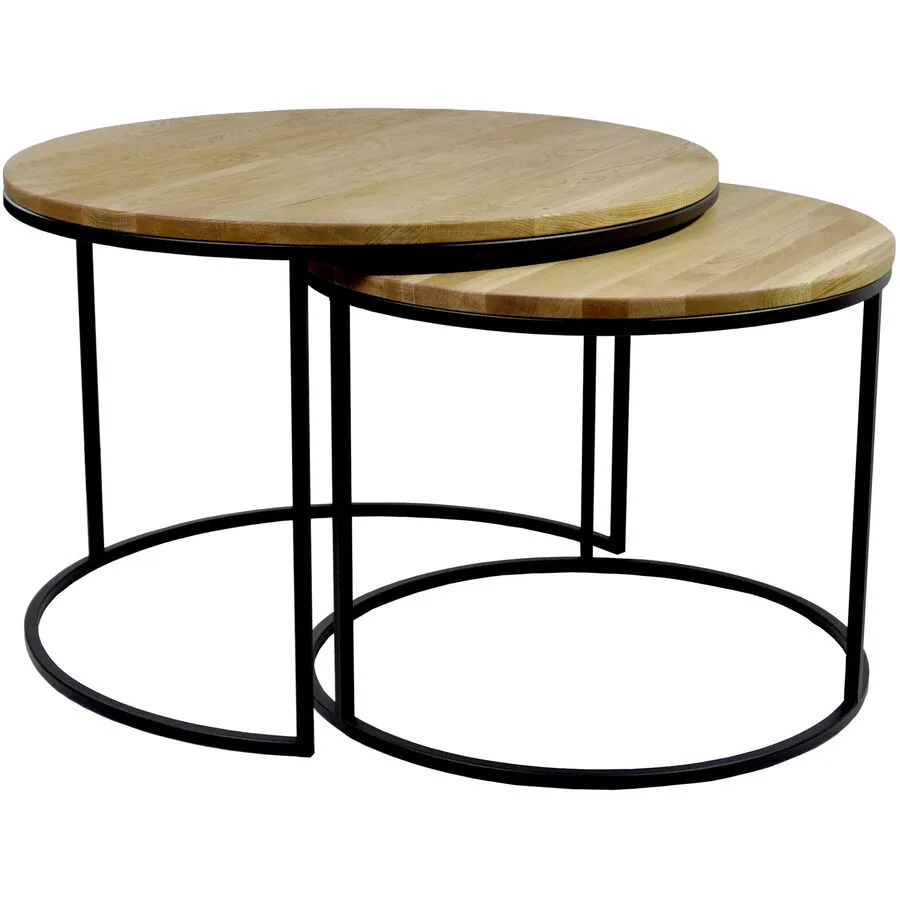 Beistelltisch 2er-Set Hollo natur geölt Wildeiche B 60 H 45 cm