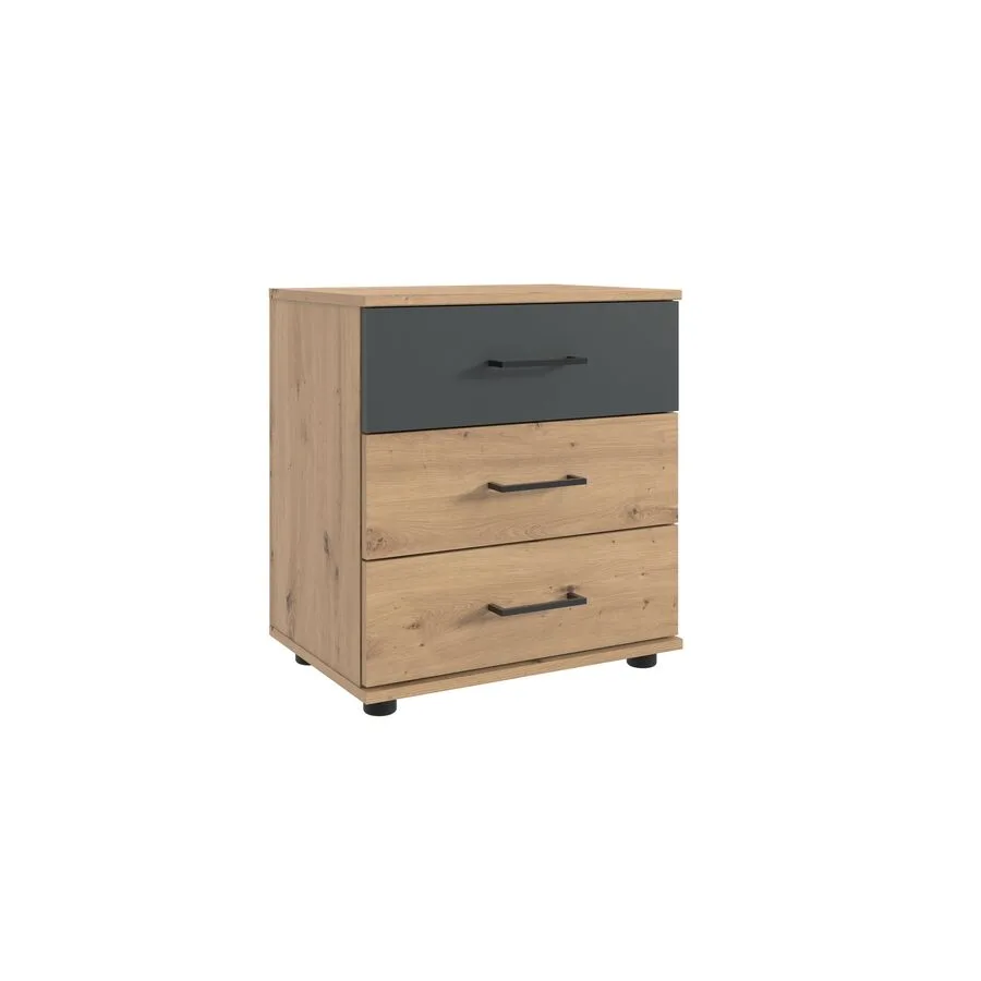 Nachttisch Tiby graphit/Eiche Nachbildung Holzwerkstoff B 52 H 58 cm