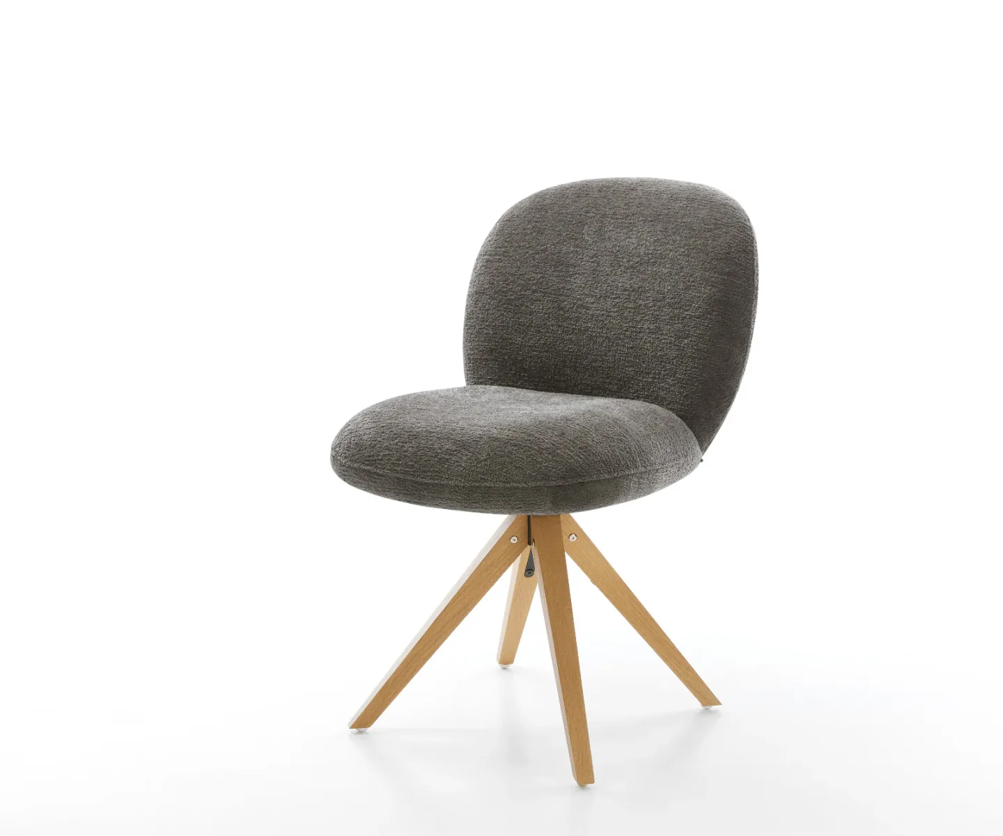 Drehstuhl Nube-Flex Bouclé Soft Schlamm Holzgestell kantig Natur 360° drehbar Taschenfederkern
