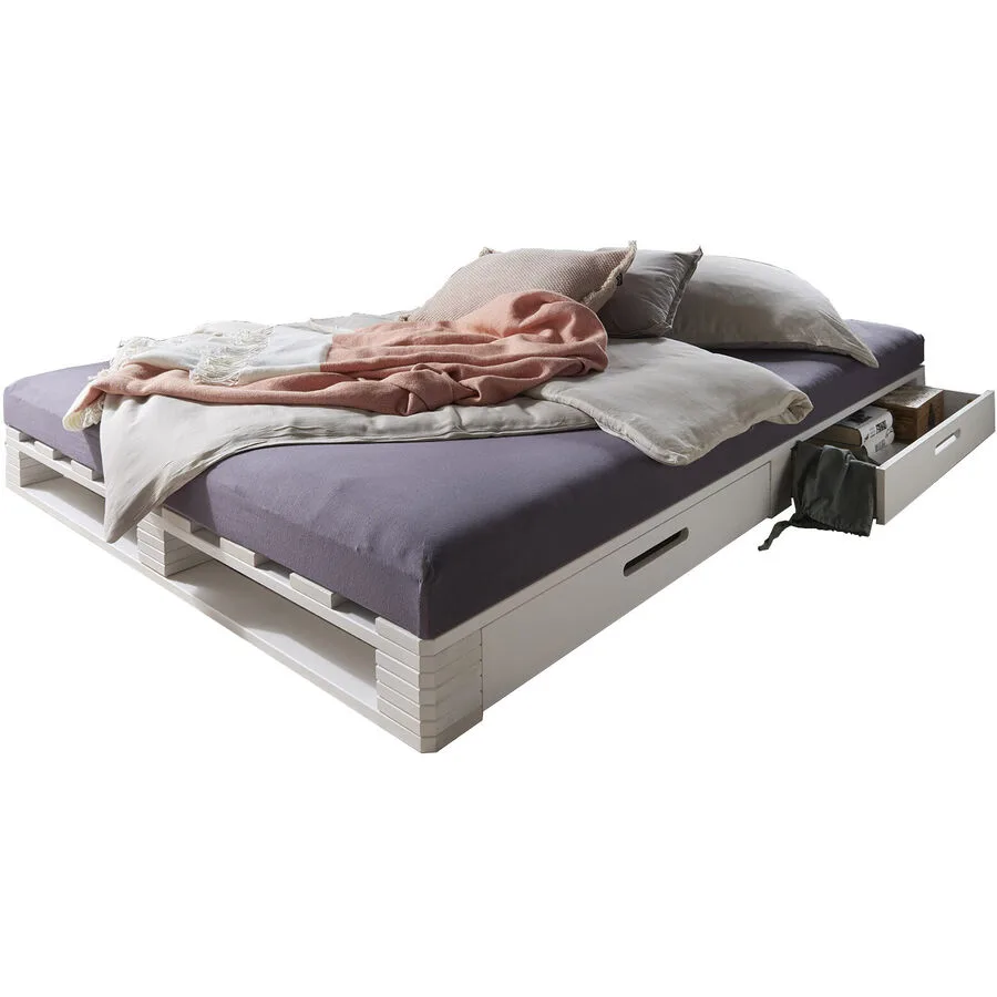 Bett Flynn Weiss Kiefer 140 x 200 cm