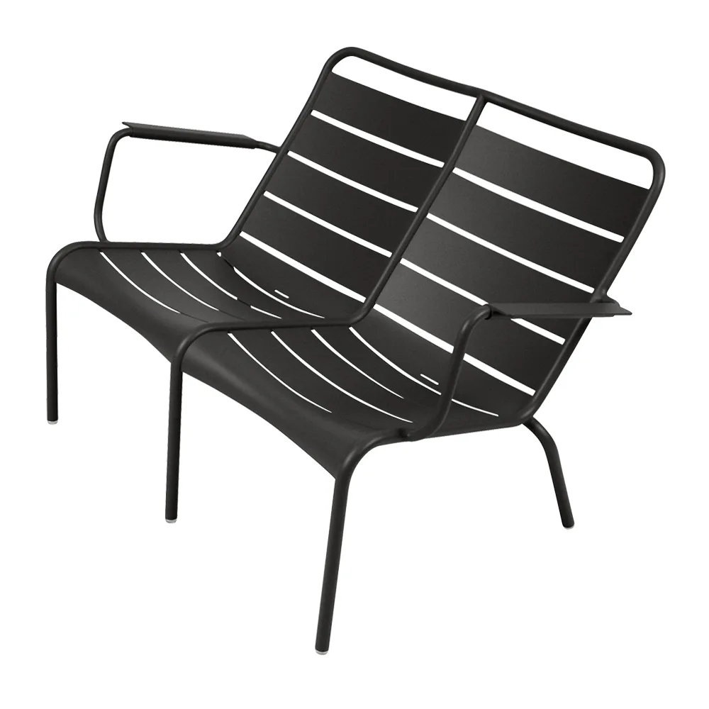 Fermob - Luxembourg Duo Low Armchair Liquorice 42 - Fåtöljer utomhus - Frédéric Sofia - Metall