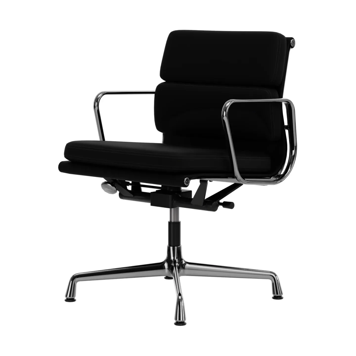 Vitra EA 231 Soft Pad Chair kontorsstol felt glides 66 nero leather L50-chrome