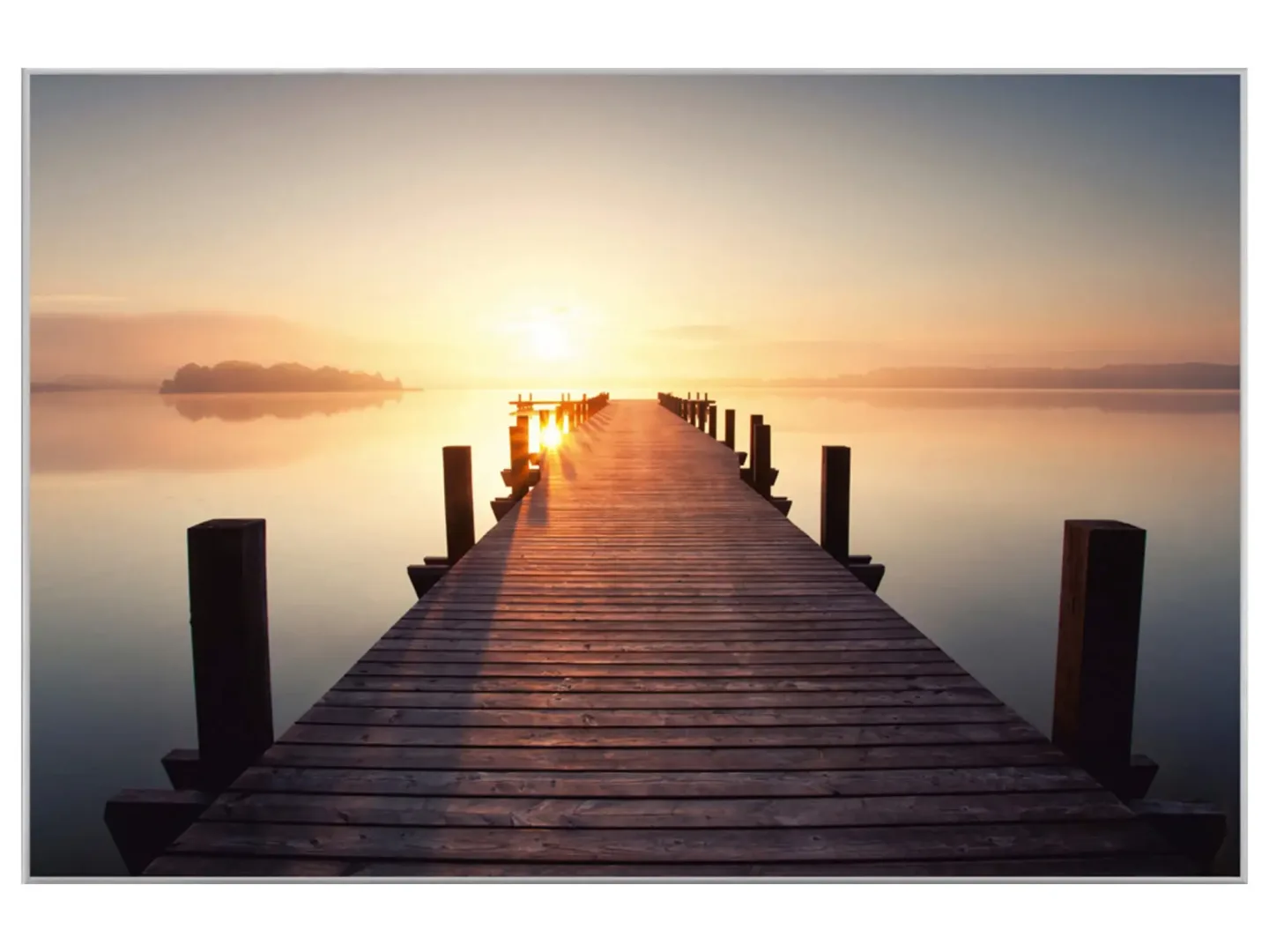 image LAND Digitaldruck auf Acrylglas Holzsteg in Den Sonnenuntergang | Schubiger Möbel