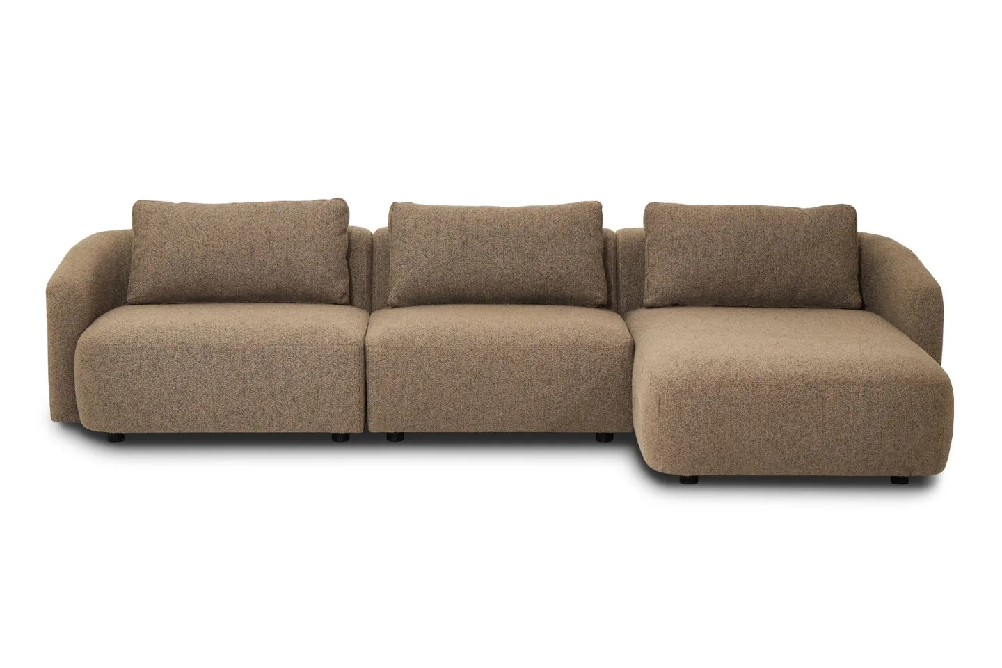 Milano 5-sits Rundad Högervänd L-soffa med Låg Rygg i Brun Boucle -