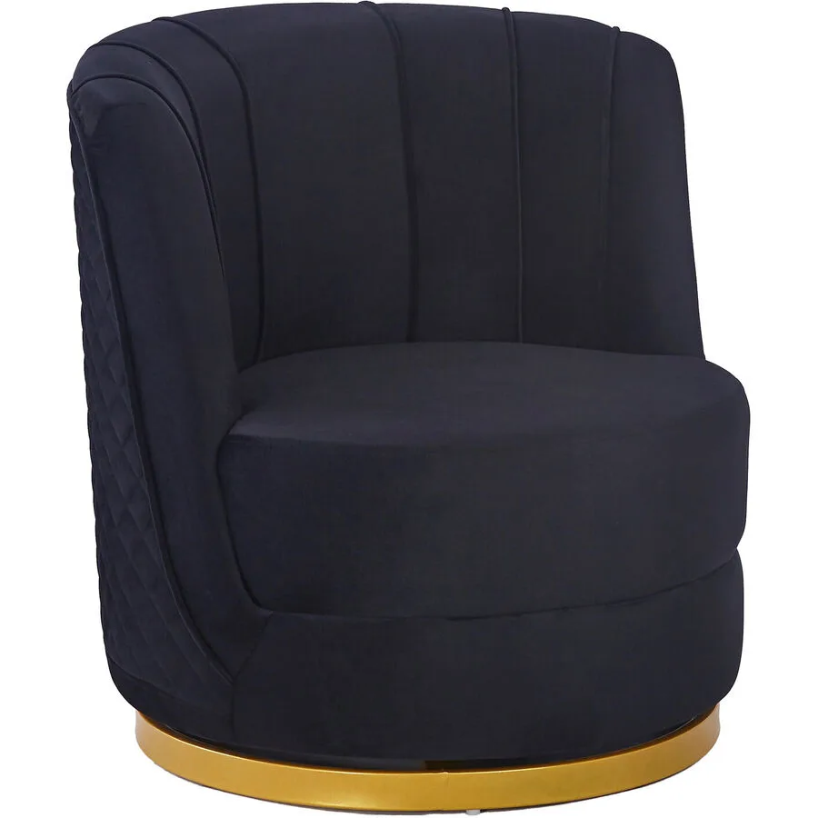 Sessel Maddy Schwarz, Gold Samt, Metall B 68 T 57 H 77 cm