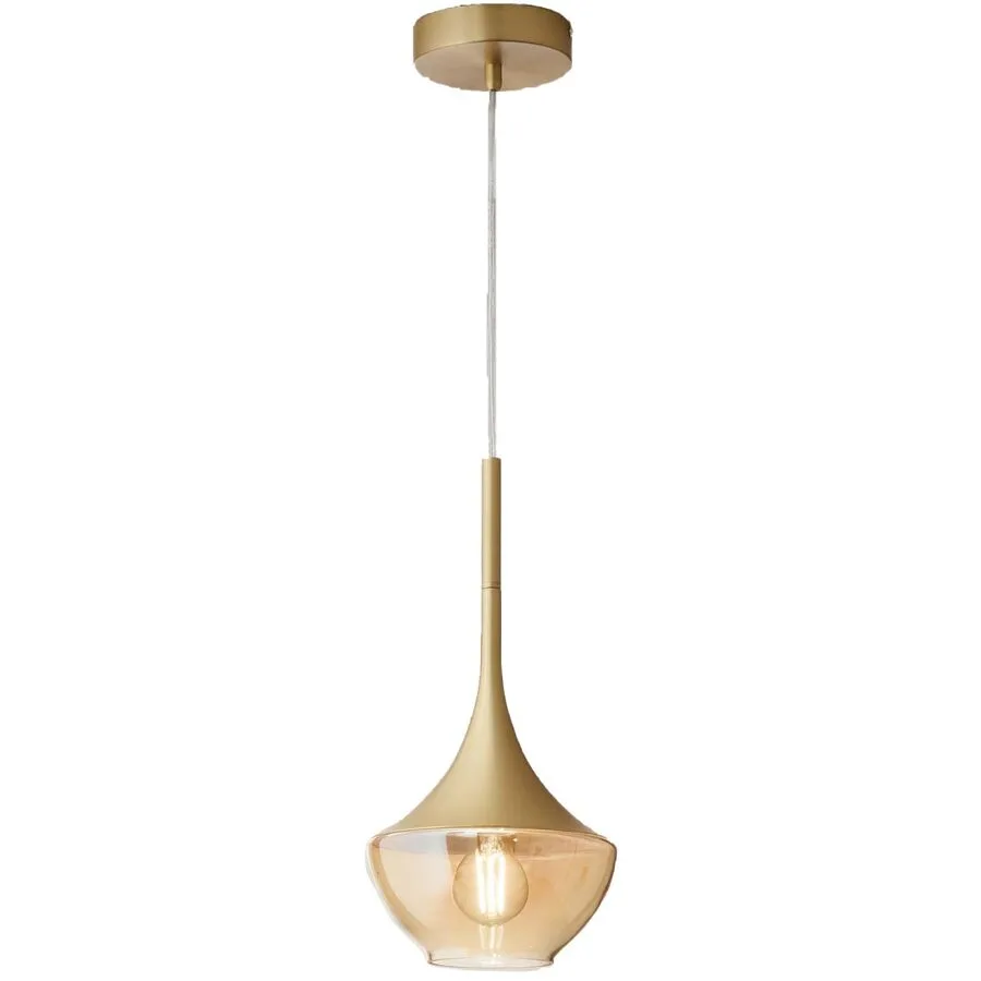 Pendellampe Lindita Glas/Metall 40.3 cm Höhenverstellbar (manuell) - Farbe: messing - Material: Metall/Glas