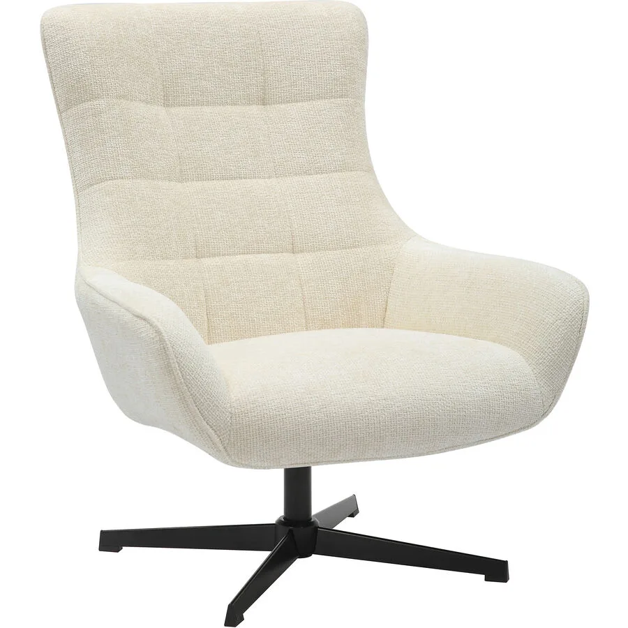 Sessel Idis Beige, Schwarz Polyester Chenillestoff, Metall B 81 T 85 H 103 cm