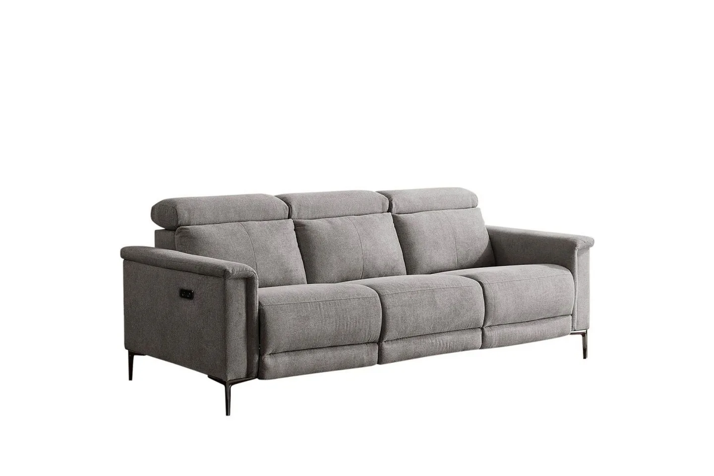 Reclinersoffa utan hörn Loft24 3-sitssoffa Lund Cognac Ljusgrå -