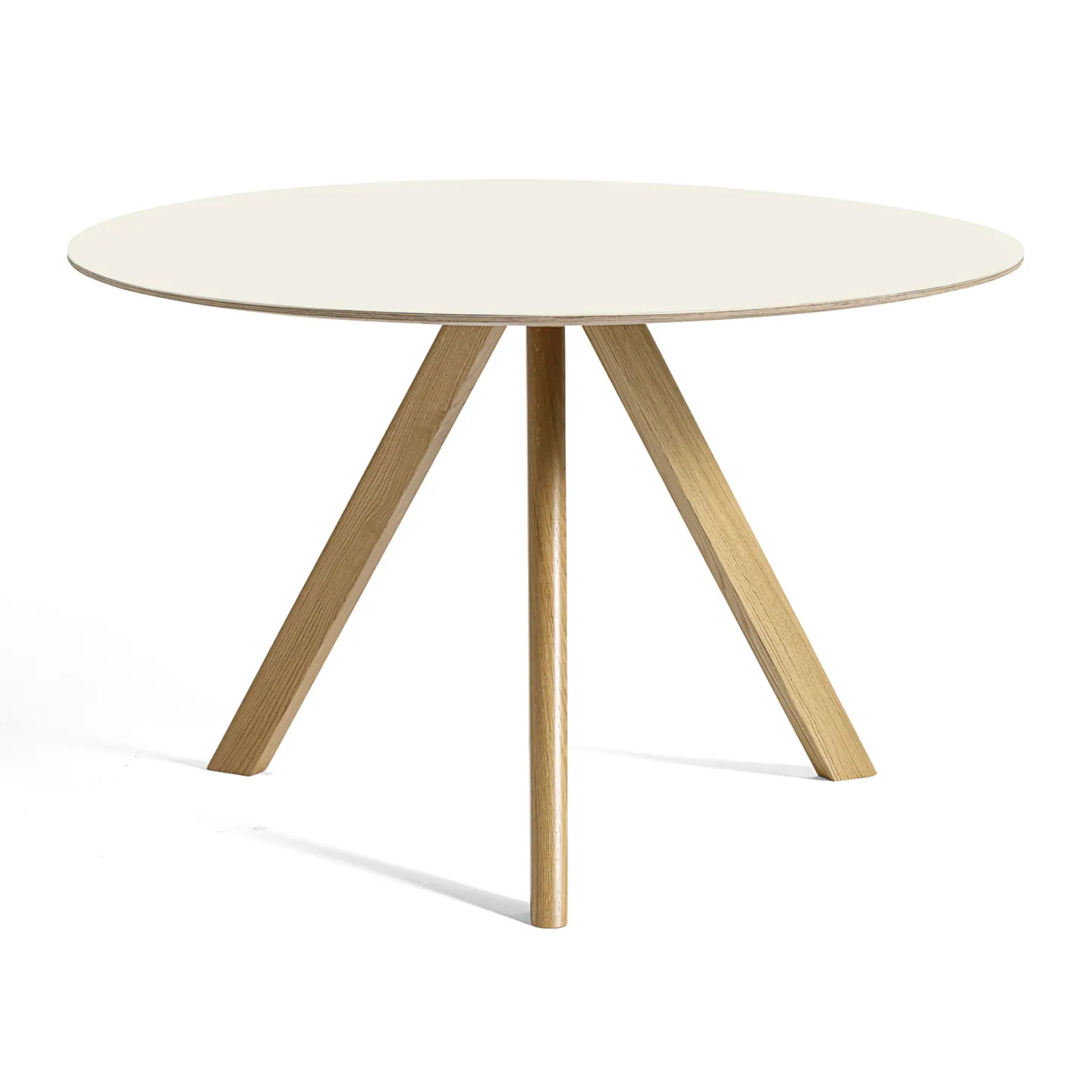HAY - CPH20 2.0 Table Lacquered Oak Frame Ø120 X H74 Off-White Linoleum Tabletop Lacquered Edge - Matbord - Ronan & Erwan Bouroullec - Vit - Trä