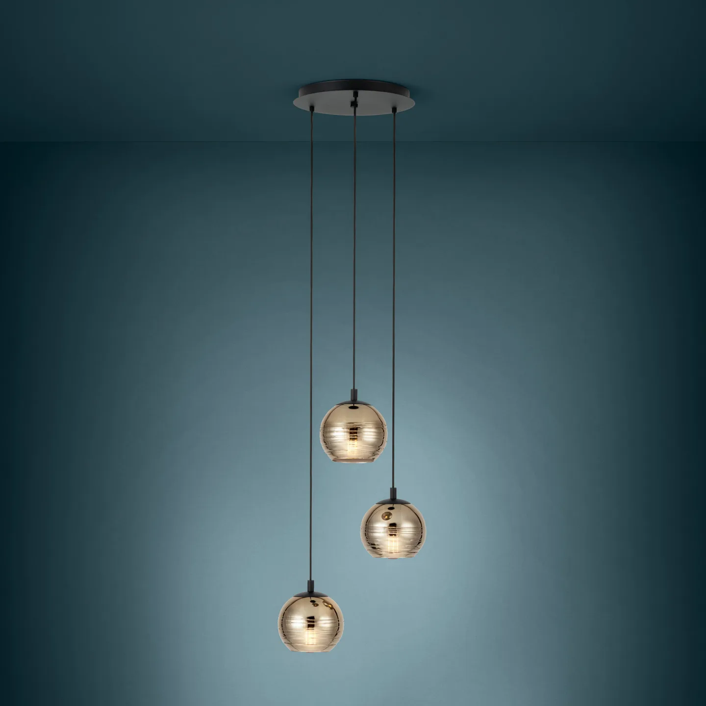 Lemorieta hengelampe, gull, Ø 44 cm, 3 lyskilder - Stars of Light - Stue - Moderne - Glass - Med flere lyskilder