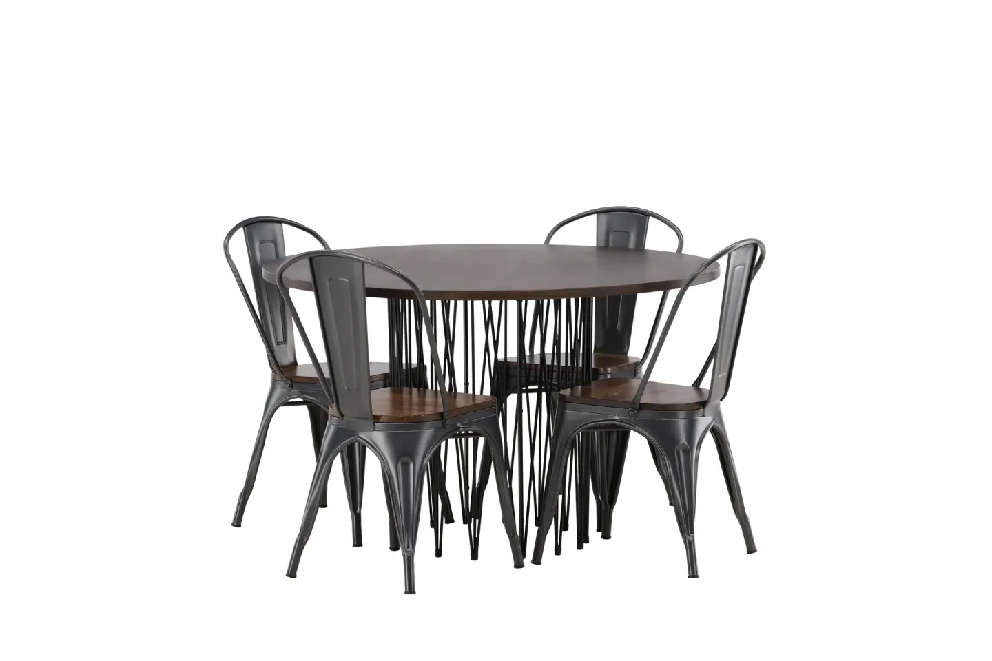Matgrupp Alismo 120 cm Rund med 4 Mavlo stolar - Mocca