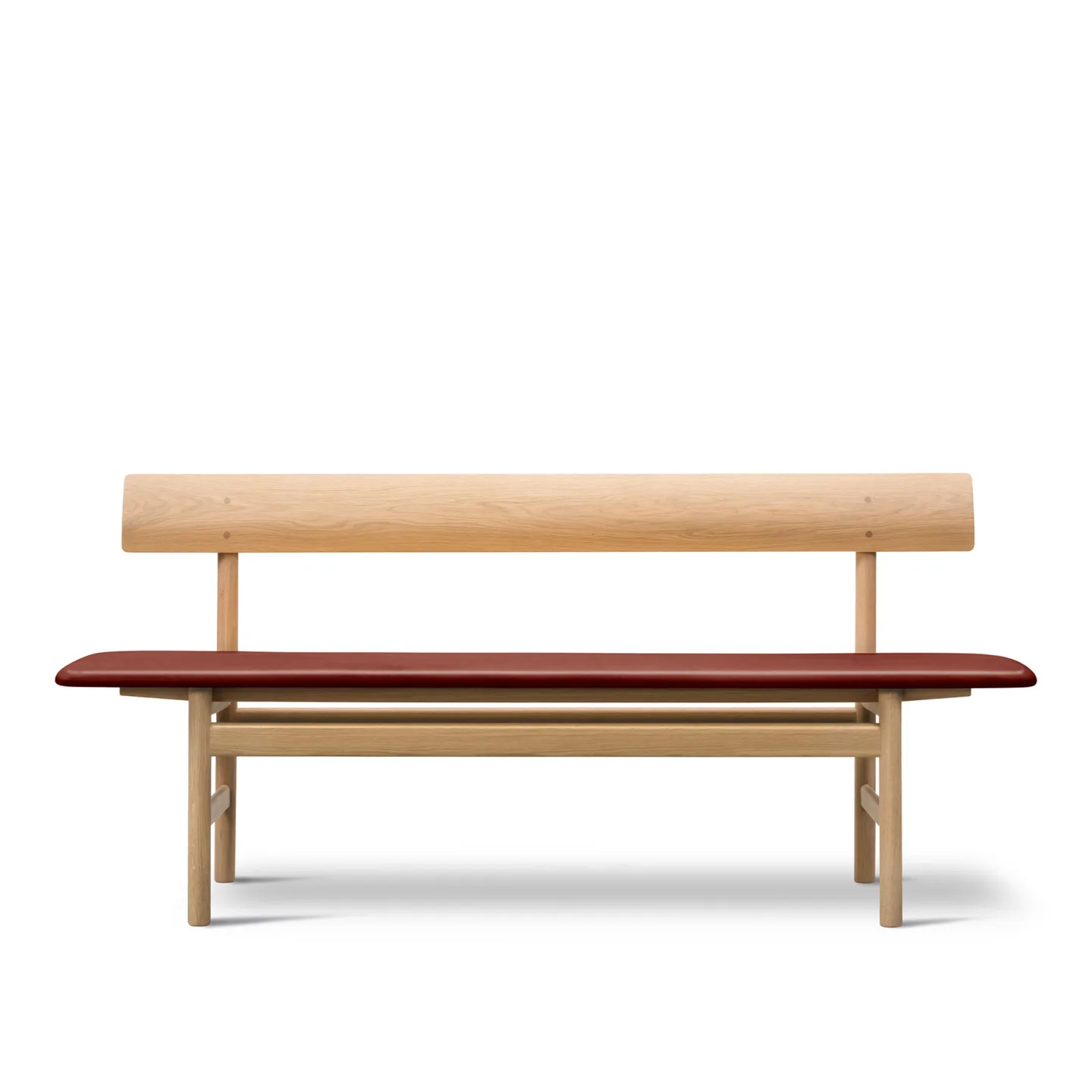 Fredericia Furniture - The Mogensen Bench, Såpad ek, Omni Cognac 307 - TV-bänkar - Børge Mogensen - Brun - Läder/Trä