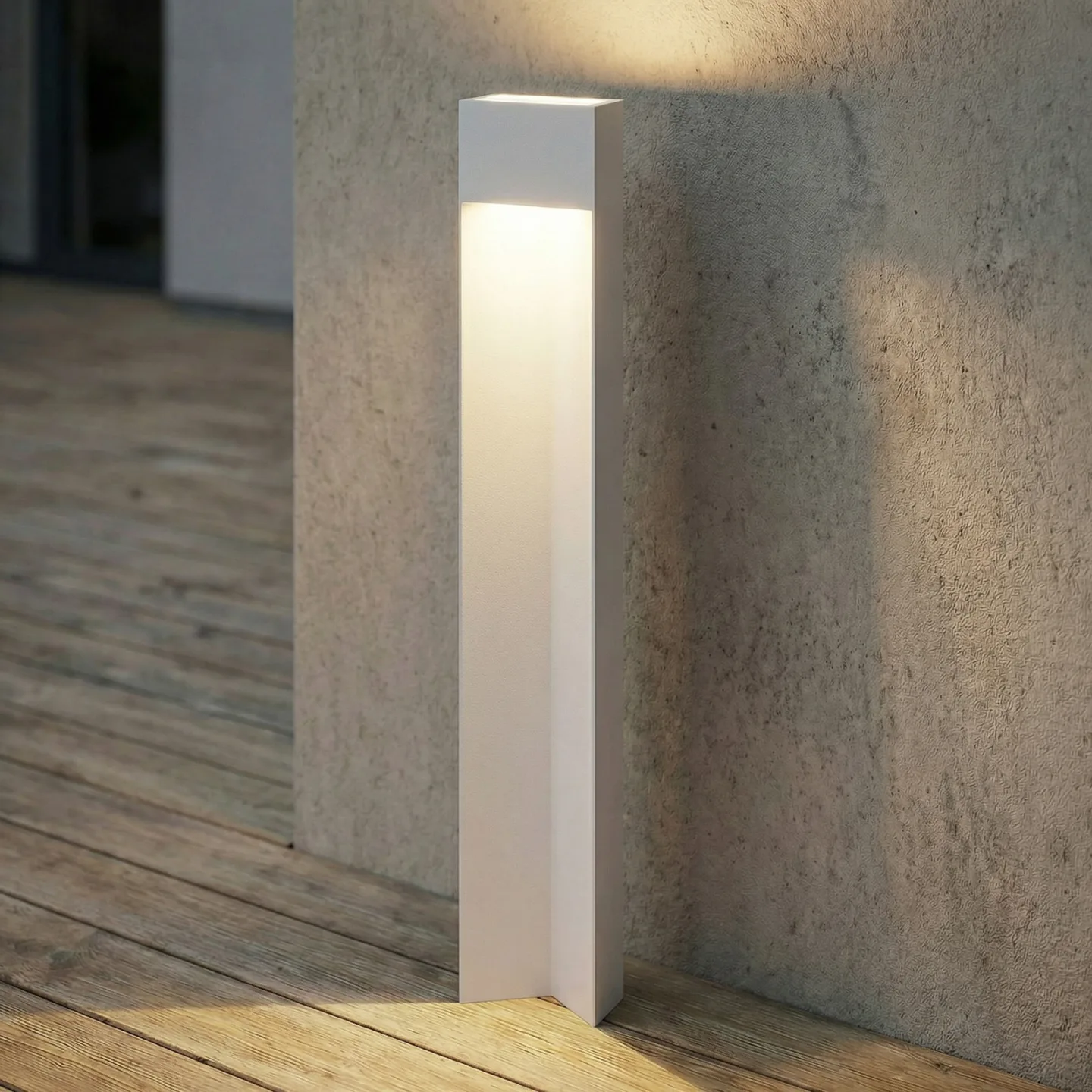 Kaholo LED-Wegeleuchte, Aluminium, IP44, hellgrau, 90 cm - Lucande - Modern - Eckig