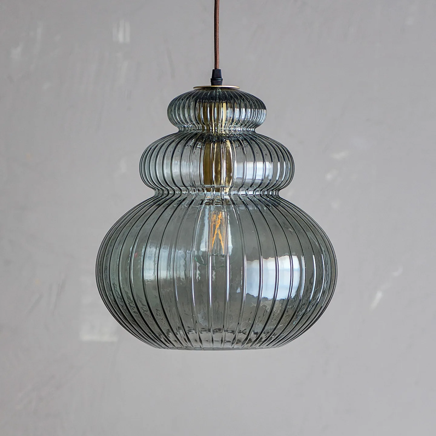 Sybia Hängeleuchte, Glas, grau, Ø 31,5 cm - BLOOMINGVILLE - Wohnzimmer - Einflammig