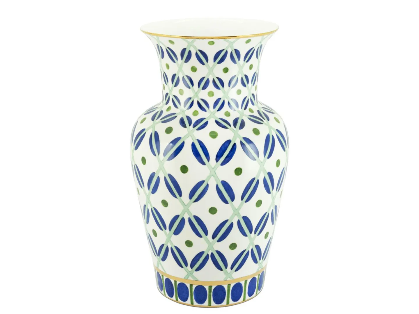 Abhika Vase Geometrische Kleckse Porzellan Blau H: 42 cm | Schubiger Möbel