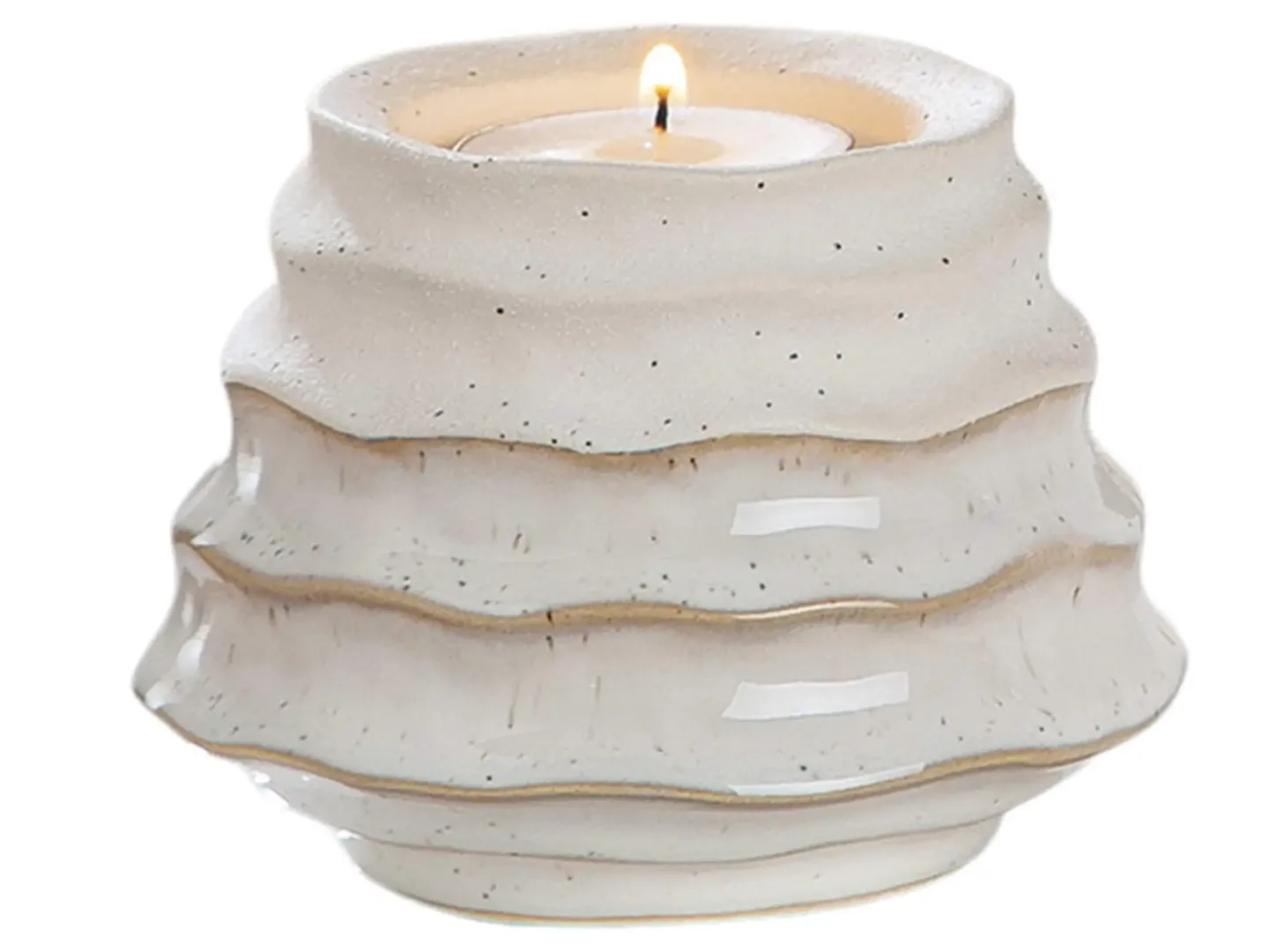 Gilde Windlicht Granito Weiss Stonelook H: 8 cm Weiss | Schubiger Möbel