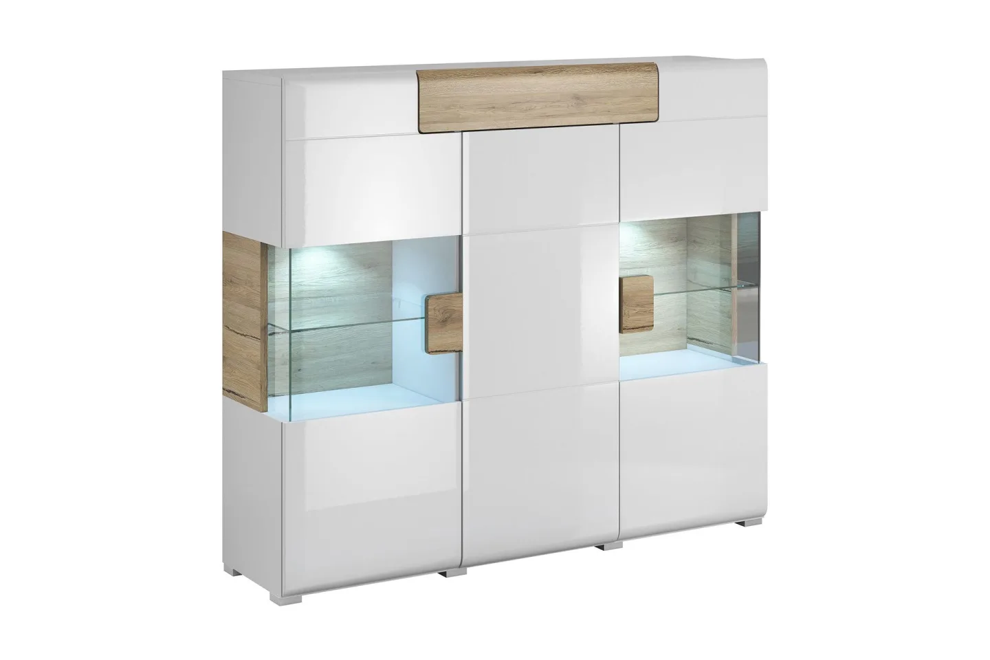 Saran Sideboard - Ek/Vit högglans