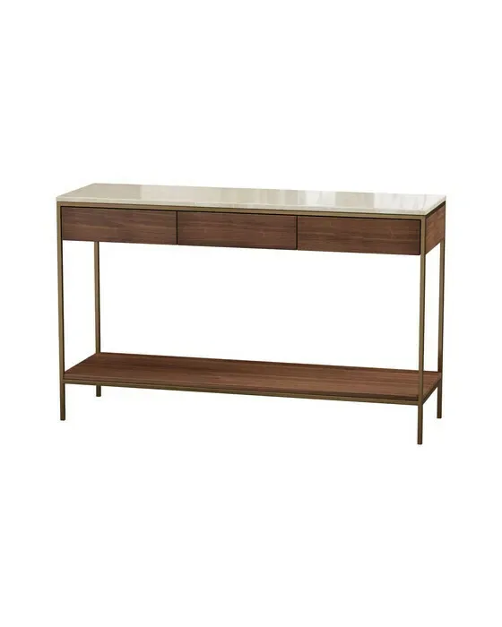 Erin konsolbord messing valnød beige