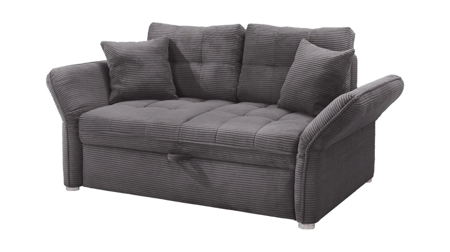 Schlafsofa Cord grau ausziehbar 147 x 105 cm - LEON