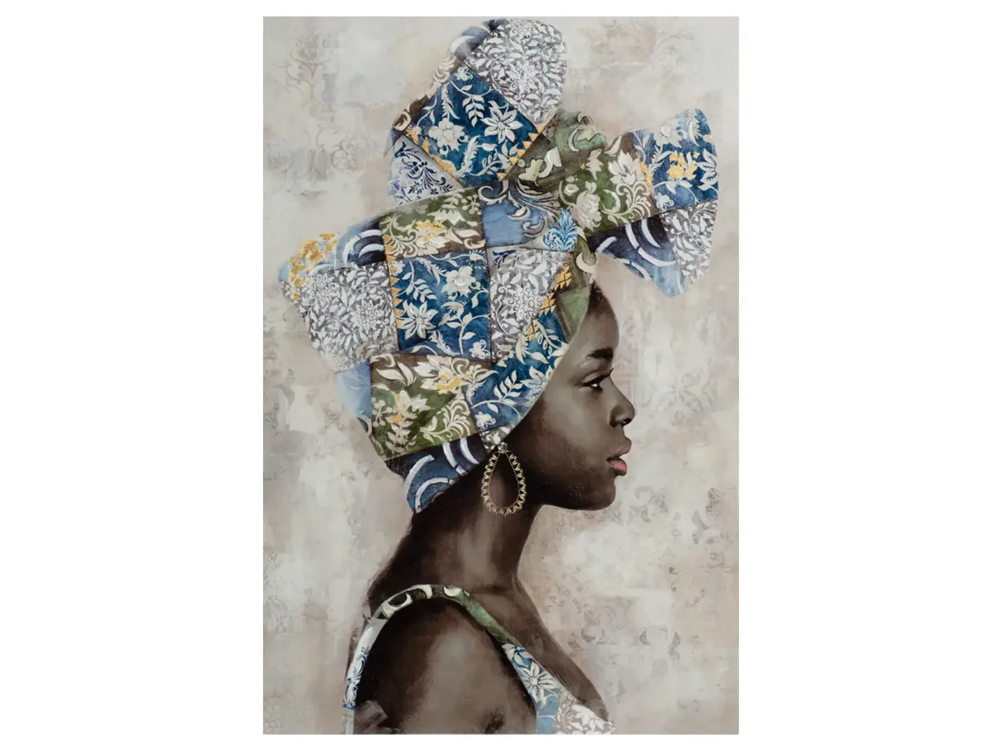 image LAND Bild Dunkle Schönheit mit Blauem Turban 1 Blau | Schubiger Möbel