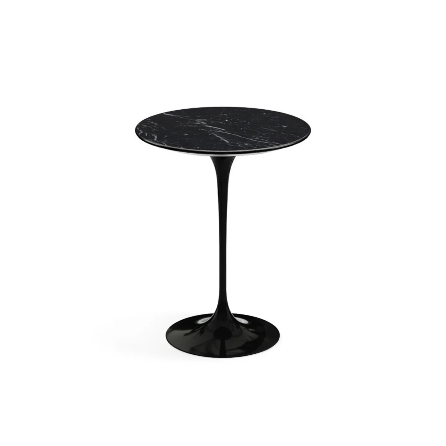 Knoll - Saarinen Round Table - Småbord, Svart underrede, skiva i matt svart Marquina marmor, Ø 41 - Sidobord - Eero Saarinen - Svart - Metall/Trä