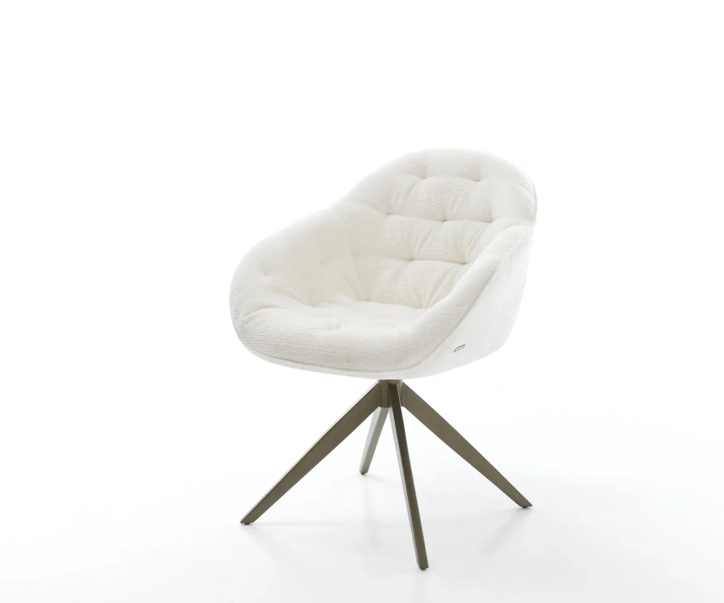 Drehstuhl Gaio-Flex Bouclé Soft Beige Kreuzgestell breit Effektfinish Titan 360° drehbar Wippfunktion