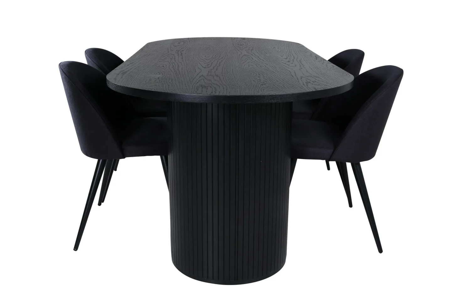 Bianca Matgrupp 200 cm Oval med 4 Velvet stolar - Svart