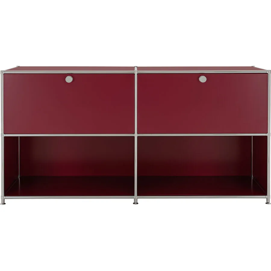 Sideboard Colin Rot, Silber Metall B 152.9 cm H 80.7 cm