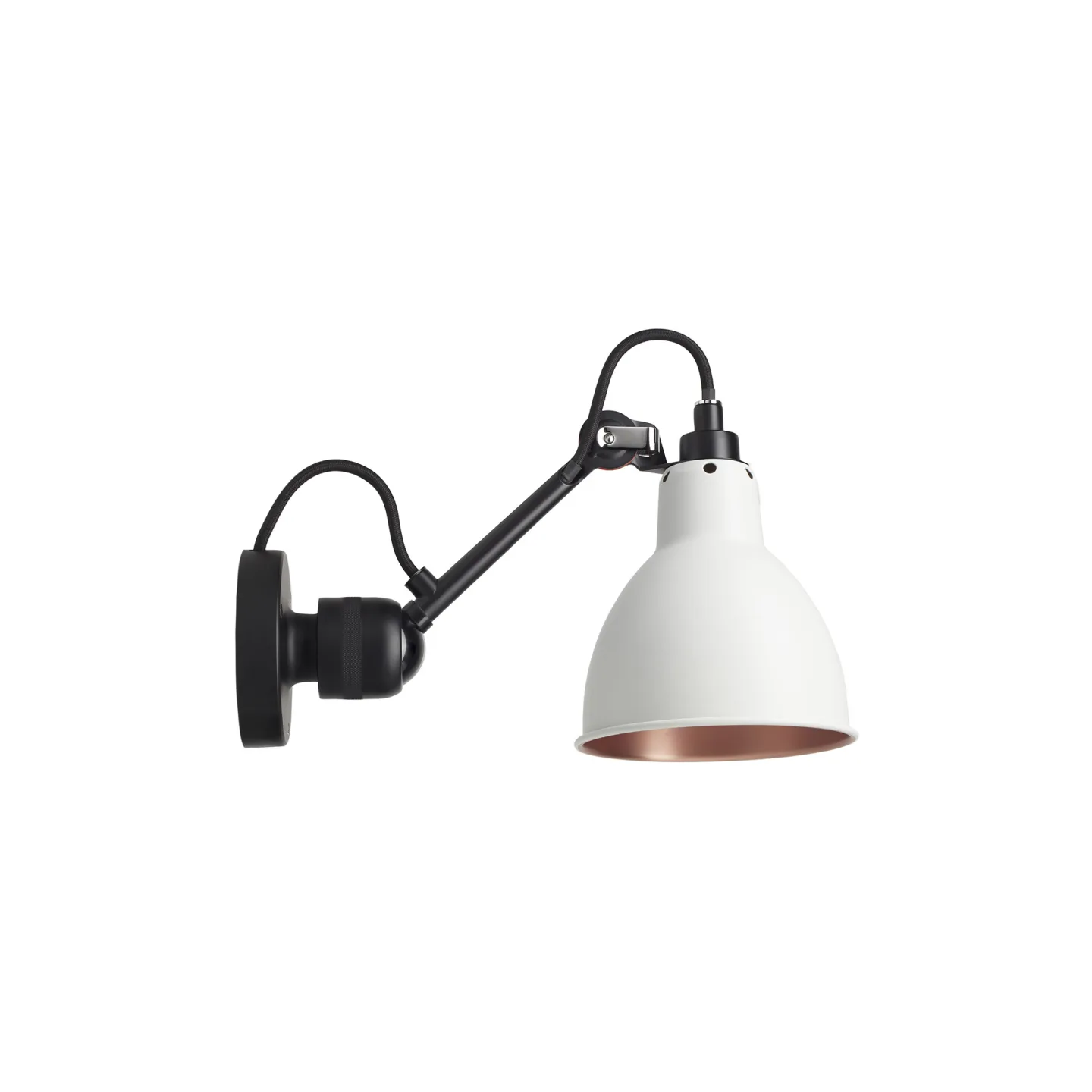 DCWéditions - Lampe Gras No304 - Round - Svart bas, Vit med kopparinsida - Sänglampor - Bernard-Albin Gras - Vit - Metall