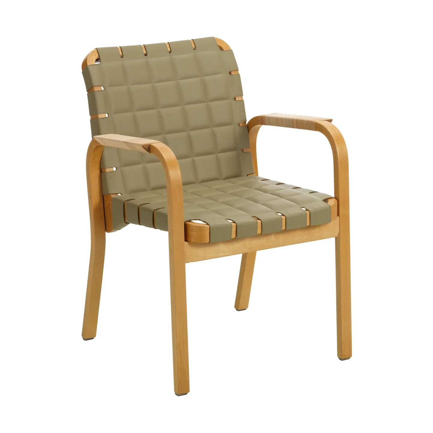 Artek Armchair 45 fåtölj honungsbetsad björk Leather Spectrum Leaf 30168